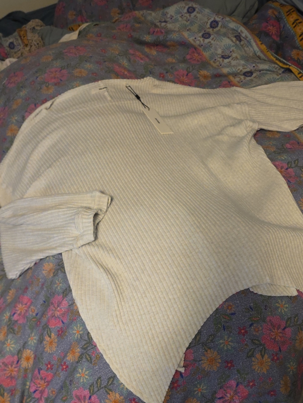 Joah Brown Cream Ribbed Scoop-Neck Sweater